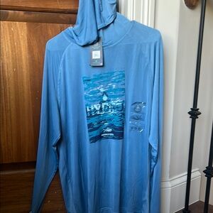 NWT UPF 30 Hawke & co Hooded Blue Long Sleeve Performance Tee